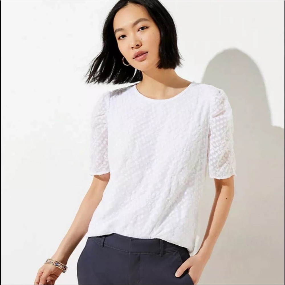 NWOT Super cute Loft blouse with puff sleeves!